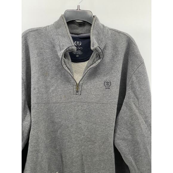 IZOD Men's Charcoal Gray Half Zip Stand Collar Long Sleeve Sweater SZ M - Picture 3 of 13